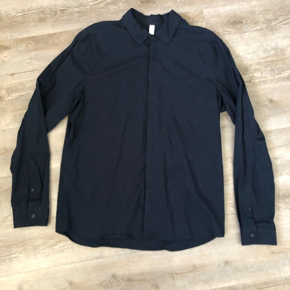 Lululemon Long Sleeve Buttondown Oxford Navy Blue Mens Size Large